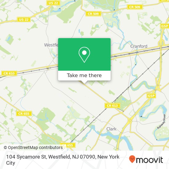 Mapa de 104 Sycamore St, Westfield, NJ 07090