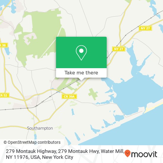 Mapa de 279 Montauk Highway, 279 Montauk Hwy, Water Mill, NY 11976, USA