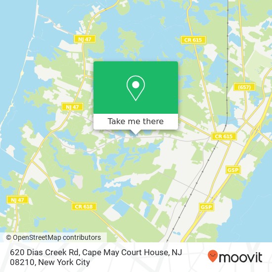 Mapa de 620 Dias Creek Rd, Cape May Court House, NJ 08210