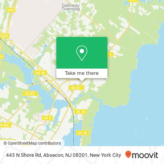 Mapa de 443 N Shore Rd, Absecon, NJ 08201