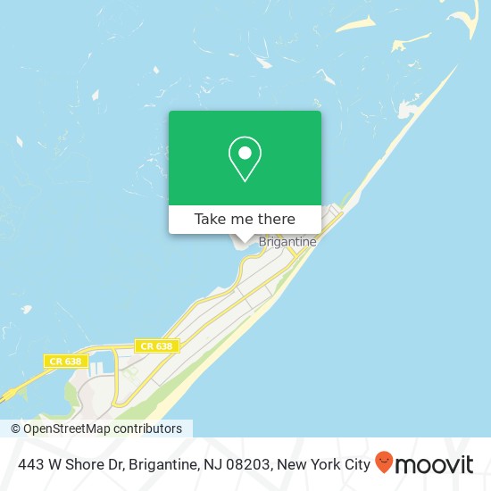 Mapa de 443 W Shore Dr, Brigantine, NJ 08203