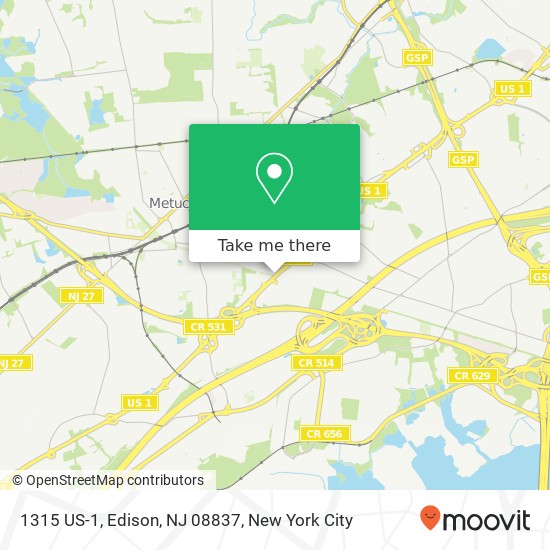Mapa de 1315 US-1, Edison, NJ 08837
