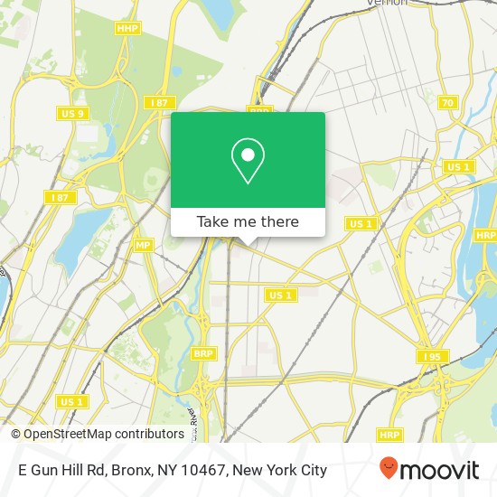 Mapa de E Gun Hill Rd, Bronx, NY 10467