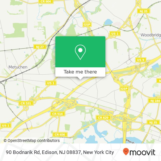 Mapa de 90 Bodnarik Rd, Edison, NJ 08837