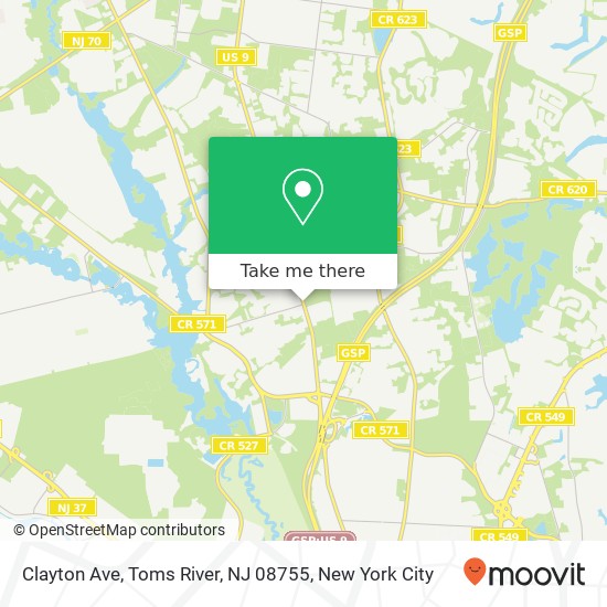 Mapa de Clayton Ave, Toms River, NJ 08755