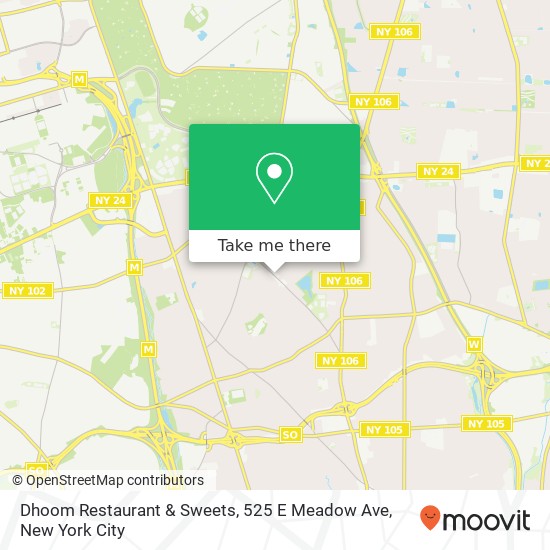 Mapa de Dhoom Restaurant & Sweets, 525 E Meadow Ave