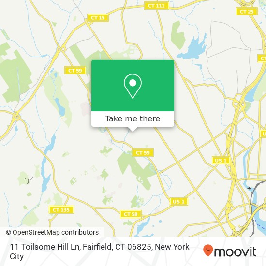 Mapa de 11 Toilsome Hill Ln, Fairfield, CT 06825