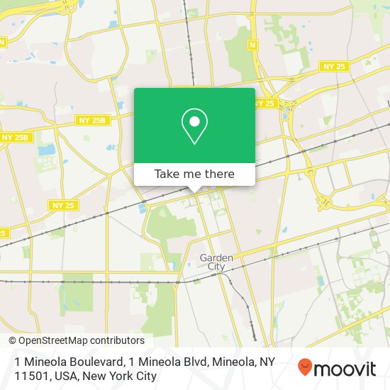 1 Mineola Boulevard, 1 Mineola Blvd, Mineola, NY 11501, USA map
