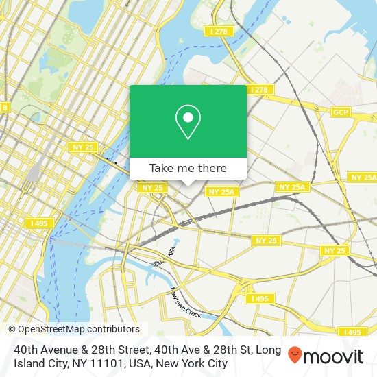 40th Avenue & 28th Street, 40th Ave & 28th St, Long Island City, NY 11101, USA map