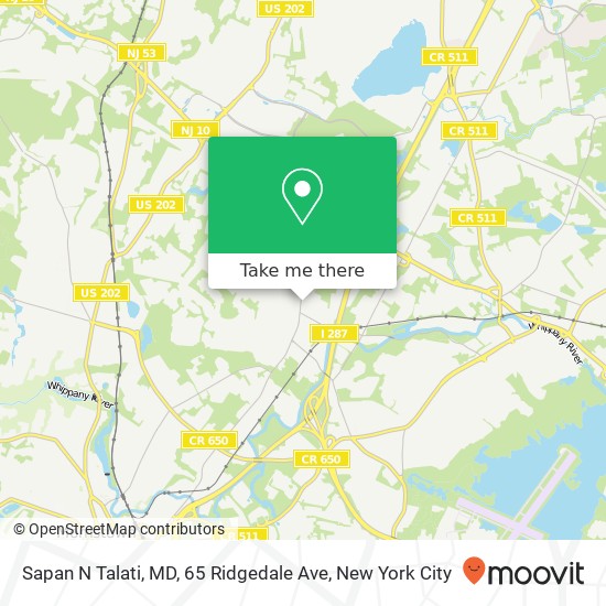 Mapa de Sapan N Talati, MD, 65 Ridgedale Ave