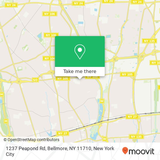 Mapa de 1237 Peapond Rd, Bellmore, NY 11710