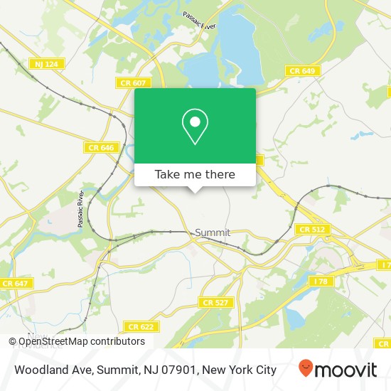 Mapa de Woodland Ave, Summit, NJ 07901