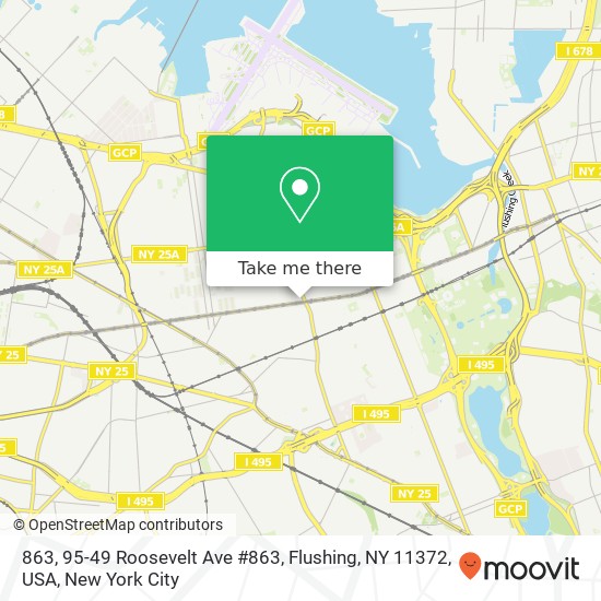 Mapa de 863, 95-49 Roosevelt Ave #863, Flushing, NY 11372, USA