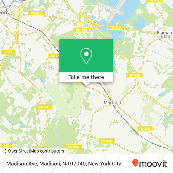 Mapa de Madison Ave, Madison, NJ 07940