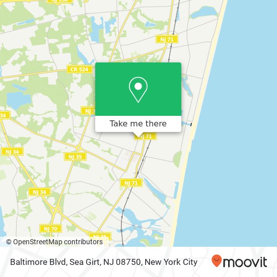 Mapa de Baltimore Blvd, Sea Girt, NJ 08750