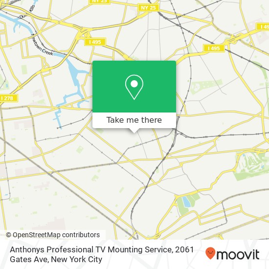 Anthonys Professional TV Mounting Service, 2061 Gates Ave map