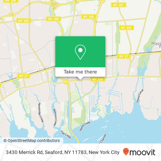 Mapa de 3430 Merrick Rd, Seaford, NY 11783