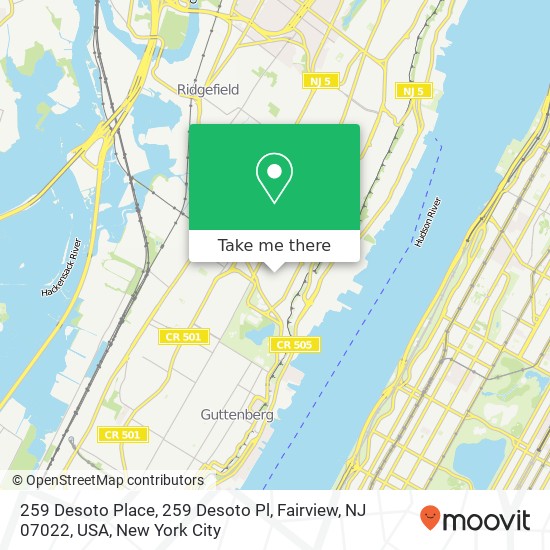 Mapa de 259 Desoto Place, 259 Desoto Pl, Fairview, NJ 07022, USA