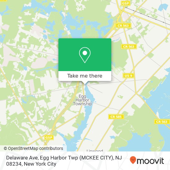 Mapa de Delaware Ave, Egg Harbor Twp (MCKEE CITY), NJ 08234