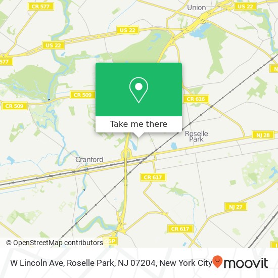 Mapa de W Lincoln Ave, Roselle Park, NJ 07204