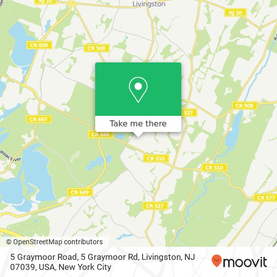 Mapa de 5 Graymoor Road, 5 Graymoor Rd, Livingston, NJ 07039, USA