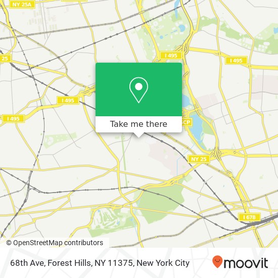 Mapa de 68th Ave, Forest Hills, NY 11375