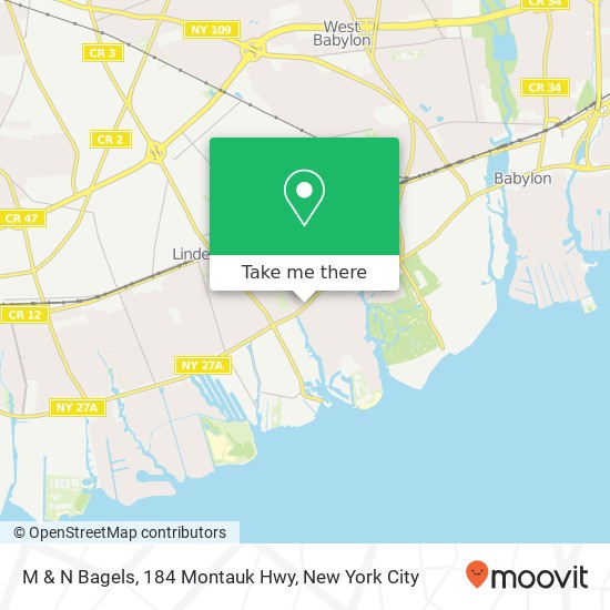 Mapa de M & N Bagels, 184 Montauk Hwy