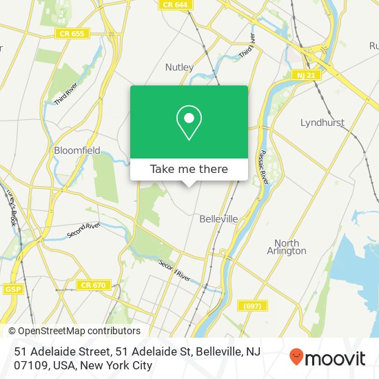 51 Adelaide Street, 51 Adelaide St, Belleville, NJ 07109, USA map