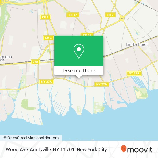 Mapa de Wood Ave, Amityville, NY 11701