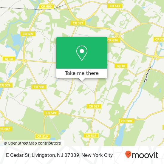 Mapa de E Cedar St, Livingston, NJ 07039