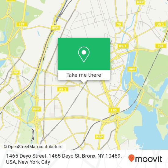 Mapa de 1465 Deyo Street, 1465 Deyo St, Bronx, NY 10469, USA
