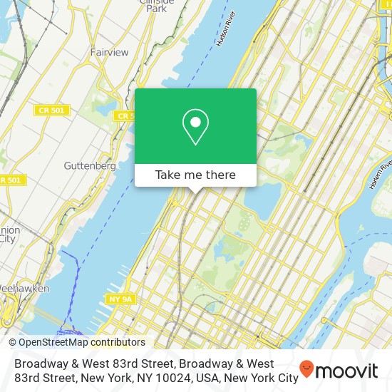 Mapa de Broadway & West 83rd Street, Broadway & West 83rd Street, New York, NY 10024, USA