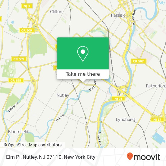 Mapa de Elm Pl, Nutley, NJ 07110