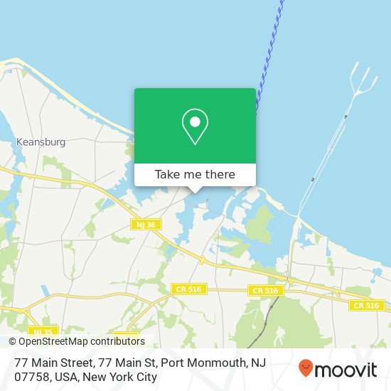 Mapa de 77 Main Street, 77 Main St, Port Monmouth, NJ 07758, USA