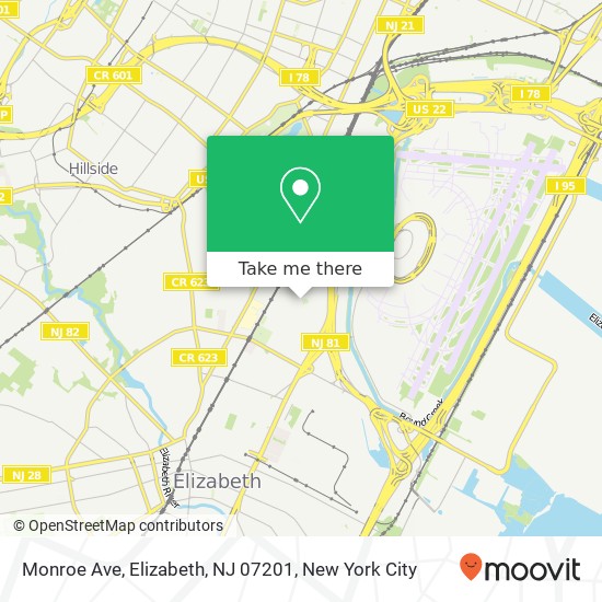 Mapa de Monroe Ave, Elizabeth, NJ 07201