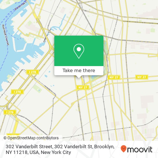 Mapa de 302 Vanderbilt Street, 302 Vanderbilt St, Brooklyn, NY 11218, USA