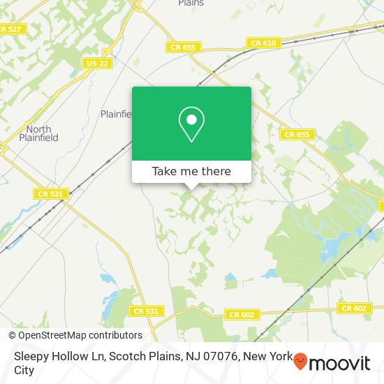 Sleepy Hollow Ln, Scotch Plains, NJ 07076 map