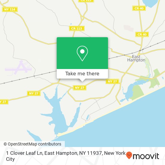 Mapa de 1 Clover Leaf Ln, East Hampton, NY 11937