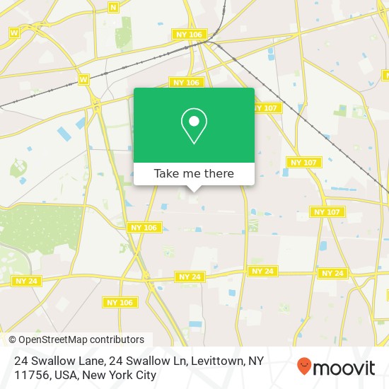 Mapa de 24 Swallow Lane, 24 Swallow Ln, Levittown, NY 11756, USA
