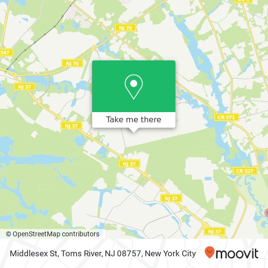 Mapa de Middlesex St, Toms River, NJ 08757