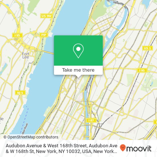 Mapa de Audubon Avenue & West 168th Street, Audubon Ave & W 168th St, New York, NY 10032, USA