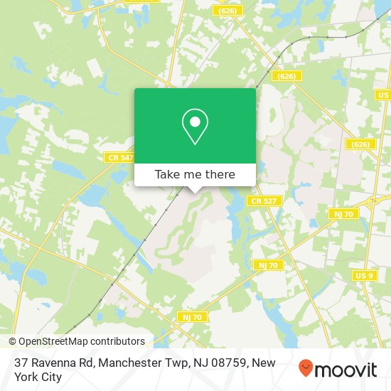 Mapa de 37 Ravenna Rd, Manchester Twp, NJ 08759