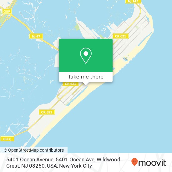 5401 Ocean Avenue, 5401 Ocean Ave, Wildwood Crest, NJ 08260, USA map