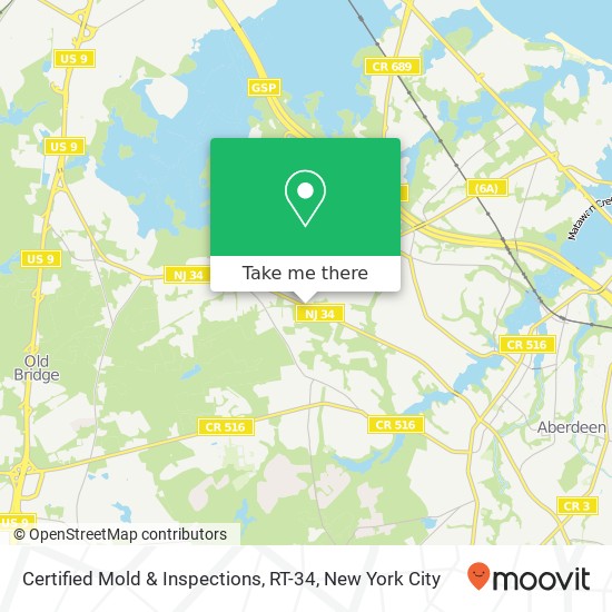 Certified Mold & Inspections, RT-34 map