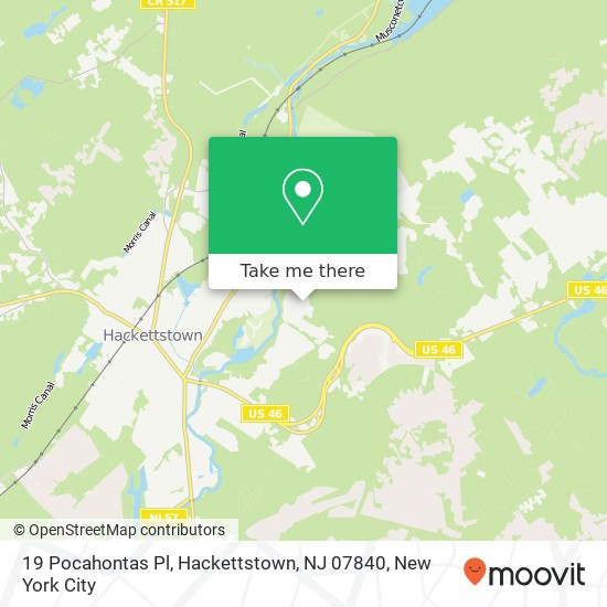 Mapa de 19 Pocahontas Pl, Hackettstown, NJ 07840