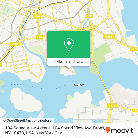 Mapa de 104 Sound View Avenue, 104 Sound View Ave, Bronx, NY 10473, USA