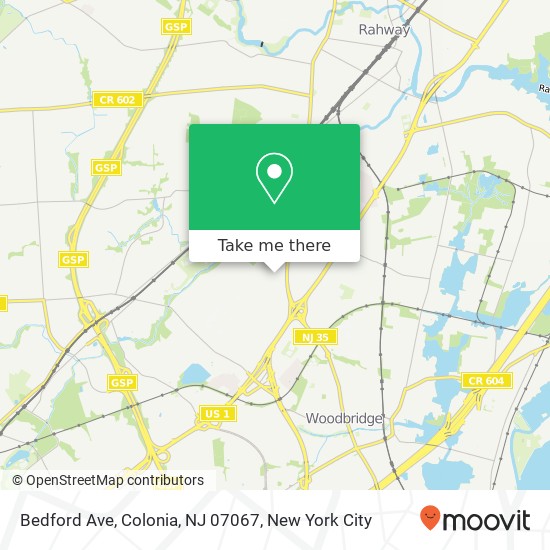 Mapa de Bedford Ave, Colonia, NJ 07067