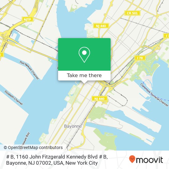 Mapa de # B, 1160 John Fitzgerald Kennedy Blvd # B, Bayonne, NJ 07002, USA