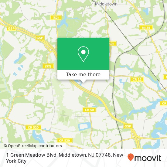 Mapa de 1 Green Meadow Blvd, Middletown, NJ 07748