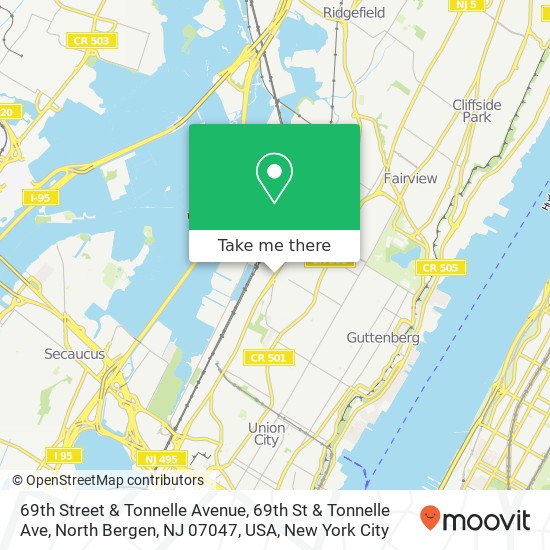 69th Street & Tonnelle Avenue, 69th St & Tonnelle Ave, North Bergen, NJ 07047, USA map